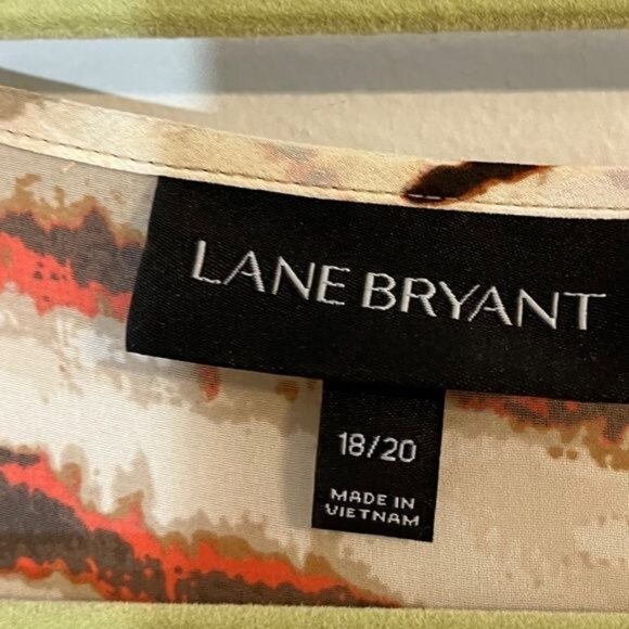 Lane Bryant Top Women 18 Brown Animal Print Tassel Sheer Safari Neutral Resort - Picture 2 of 12